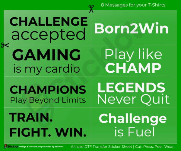 Gaming quote sticker on cotton T-shirt