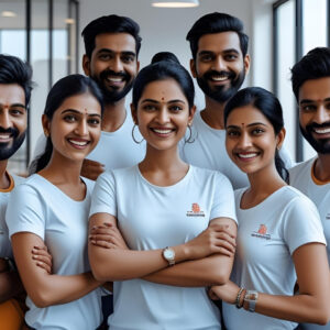 Corporate T-shirt printing India custom logo team uniforms bulk orders Sticklot